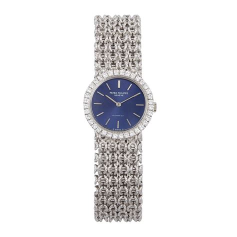 Patek Philippe Vintage White Gold Diamond Blue Dial 4182